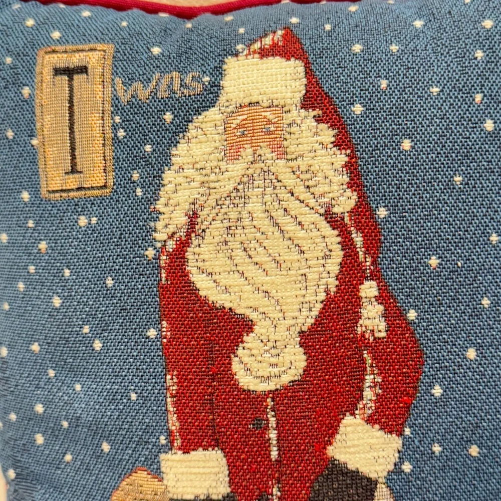 Vintage Riverdale Santa “Twas The Night Before Christmas” Tapestry Throw Pillow